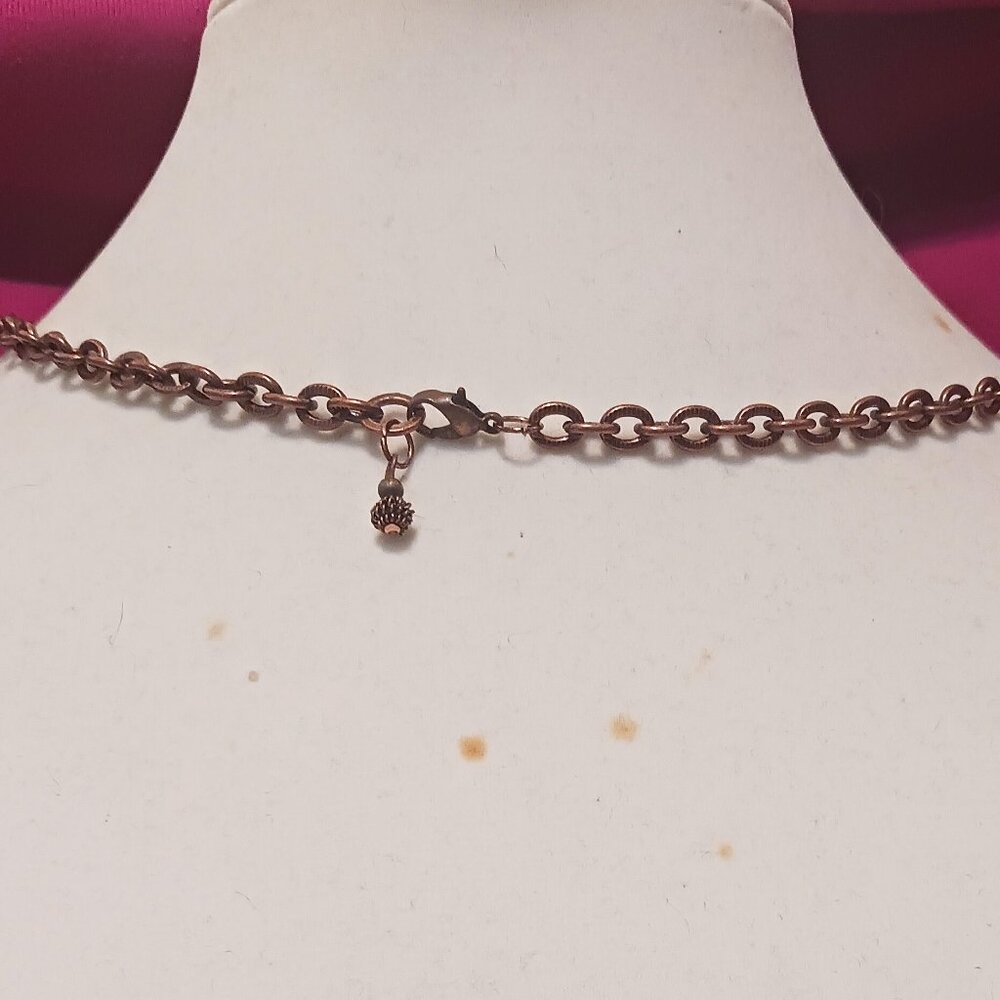Handmade Vintage Reversable Copper and Black Obsidian Pendant Necklace - Picture 4 of 9
